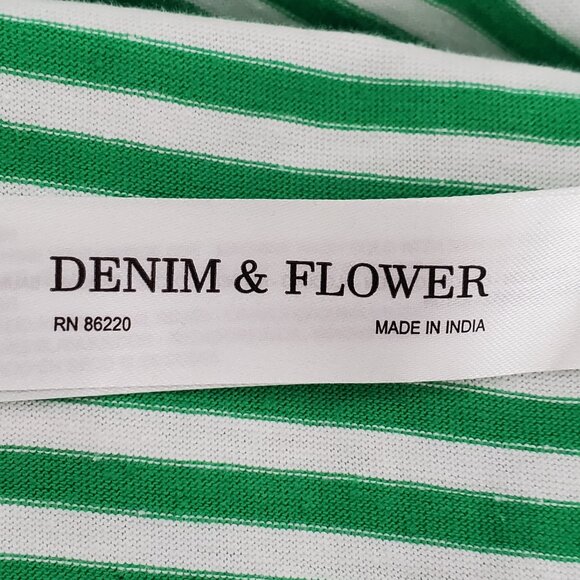 Denim & Flower Cotton Green White Striped "Lucky" St. Patrick's Day Top Size M - Picture 12 of 16